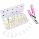 Natural False Nails, 500 Pieces Oval French Acrylic Style Fake Nails Tips, Artificial Fake Nails With Box and False Nail Clipper for Women Girls