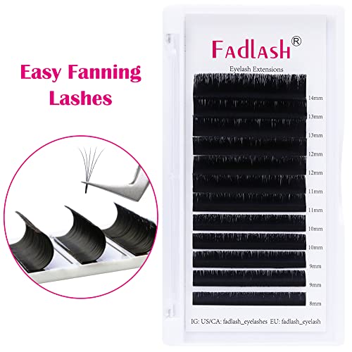 Fadlash Easy Fan Lashes C Curl 0.10 8-14mm Mixed Length Russian Lashes Natural Look Self Fanning Eye Lashes Automatic Blooming Russian Eyelashes