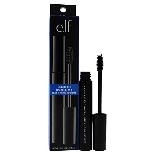 e.l.f. Waterproof Lengthening & Volumizing Mascara, Create Longer & Thicker-Looking Lashes, Black, 0.25 Fl Oz (7.5mL)