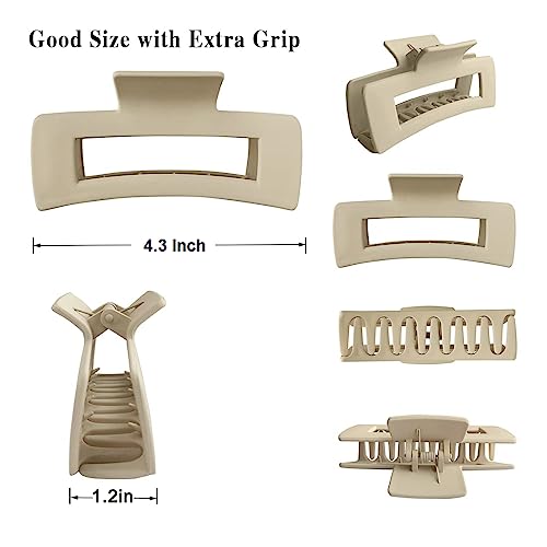 Ello Hair Claw Clip for Women & Girls, 4.3 Inch(11cm) Large Claw Clip for Women Thick Hair, Matte Hair Clips, Non-Slip Strong Jaw Claw Clips (Rec