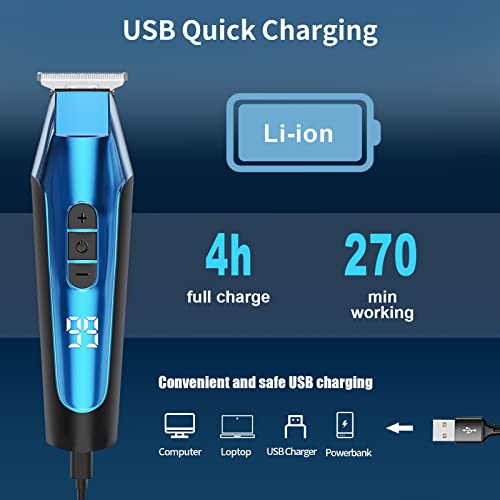 Hair Clippers Beard Trimmer for Men, Telfun Professional Cordless Hair Trimmer Set, USB Rechargeable Led Display 3 Speed Adjustment Electric Hair