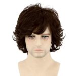 MIVAIUN Mens Wigs Short Curly Fluffy Cosplay Halloween Character Costume Wig Layered Curly Afro Shaggy Wig Blonde 70s 80s Disco Dude Wig Handsome