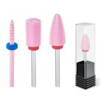 Professional Ceramic Nail Drill Bits Set, 3Pcs Universal 3/32'' Acrylic Nail File Bits for Manicure Pedicure, Cuticle Gel Nail Polishing - Nail D