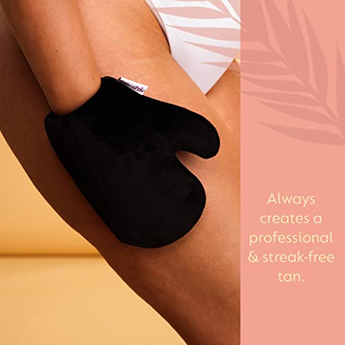 He-Shi Luxury Velvet Tanning Mitt - Double Sided Fake Tan Applicator Glove - Reusable and Washable Tan Mitt - Smooth Velvet for Streak Free Fake