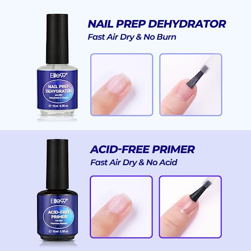 Elite99 Gel Nail Polish Nail Primer and Dehydrator, Superior Bonding Acid-free Nail Prep Set for Long Lasting Nail Art, For Acrylic Powder UV Pol