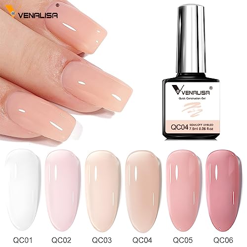 VENALISA Bulider Gel Quick Construction Base Gel Strengthener Gel Nail Polish Nude Pink Natural Color Poly Gel for Broken Nails Repair Nails