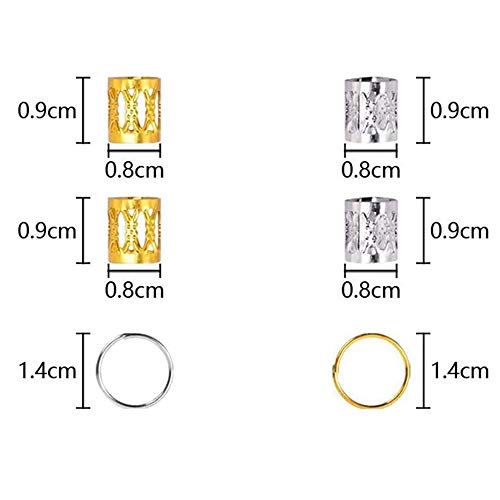 Homo Trends 90 Pcs Hair Jewelry Rings Clips Aluminum Dreadlocks Adjustable Metal Hair Bread Cuff for Braids Hair Accessories