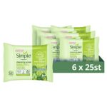 Simple Kind to Skin Cleansing Face Wipes pack of 6 UK's #1 facial skin care brand* face wipes for sensitive skin 25 pc