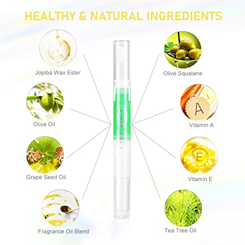 Saviland 6Pcs Cuticle Oil Pen - Cuticle Oil for Nail Care, Fruity Natural Ingredients Nail Oil Pen, Nail Strengthener Oil for Nail Smoothing, Nou