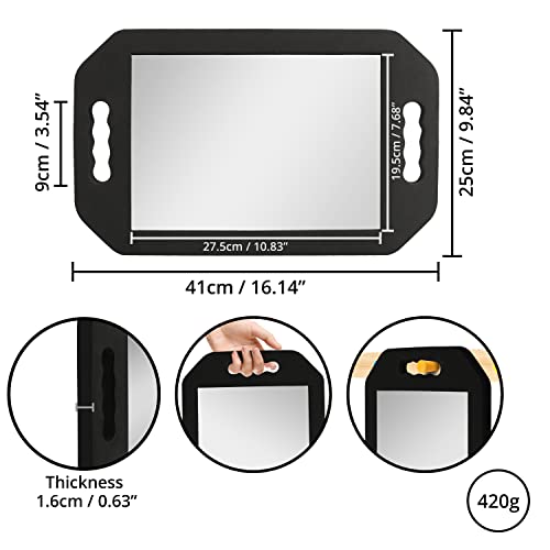 Kurtzy Lightweight Handheld Hairdressing Mirror - Black Foam Handle Mirror for Barbers, Salons and Beauticians - Double Handle Mirror - Viewing M