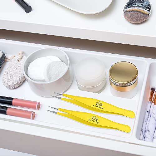 Majestic Bombay Fine Point Tweezers for Women and Men – Splinter Ticks, Facial, Brow and Ingrown Hair Removal–Sharp, Needle Nose, Surgical Tweeze