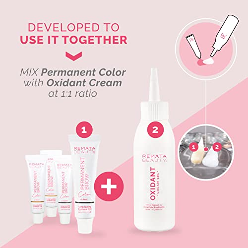 Renata Beauty Brow Tint Developer 90ml – Gentle Cream Developer 1.8% – Cream Color Activator for Lash and Brow Permanent Dye – Oxidant Cream for