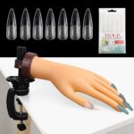 Deciniee Practice Hand for Acrylic Nails, 240 Pcs Nail Tips Flexible Nail Practice Hand, Silicone Nail Hand Practice Model, Fake Hand with Stand