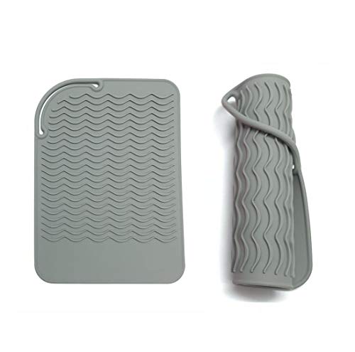 Silicone Heat Resistant Mat for Hair Straightener, Flat Iron, Curling Iron, Portable Travel Anti-Scald Mat Pad for Hair Curling Wand, Hair Crimpi