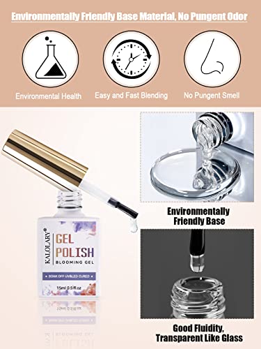 Kalolary Clear Blooming Gel Nail Polish, 15ml UV LED Soak Off Nail Art Polish for Spreading Effect, Marble Nail Gel Paint Nail Designs for DIY Fl