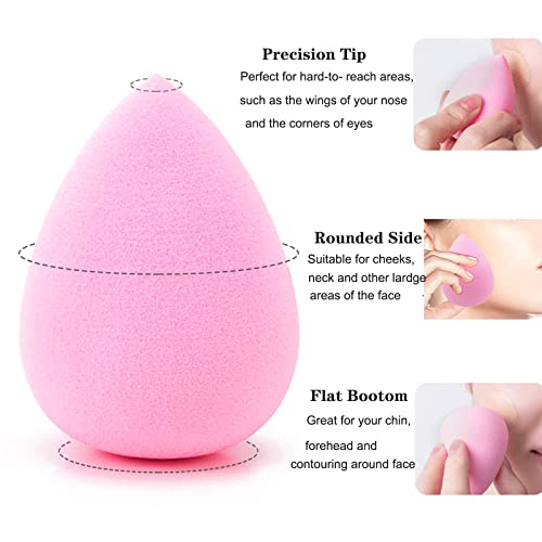 Makeup Sponge Blender Set of 5 Pcs & Foundation Brushes 1Pcs, Mocarheri Soft Sponge For Liquid Foundation, Creams, and Powders,Latex Free Wet and