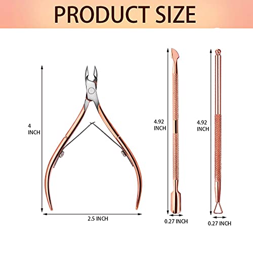 Cuticle Nippers and Cuticle Pusher, Cuticle Cutter Remover with Cuticle Scissors for Dead Skin - Durable Manicure Tools and Cuticle Clippers- Sta