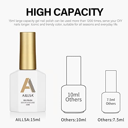 AILLSA White Gel Nail Polish, 15ml Soak Off U V Gel Polish, Color Gel Nail Varnish Long Lasting, Nail Art Manicure Set DIY at Home 1Pcs