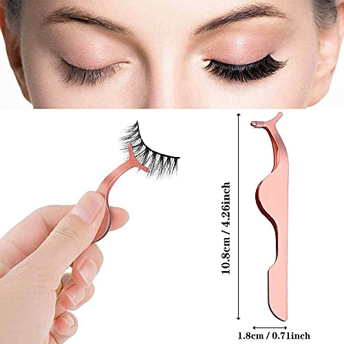 Eyelash Applicator Tool Stainless Steel,Eyelashes Clip for Loading and Unloading False Eyelashes(Rose Gold)
