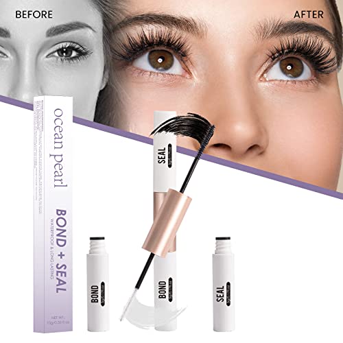 Lash Bond and Seal Eyelash Glue for Cluster Lashes Individual Eyelash Extensions Eyelash Bond and Seal Waterproof Strong Hold for 72 Hours Latex-