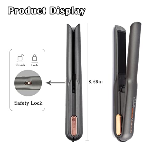 Cordless Hair Straighteners Curler 2 in 1 Cordless Portable Hair Iron Ceramic 8 Inch, Anti-Scald 2-Level Hair Straightening Iron with 110-220V, H