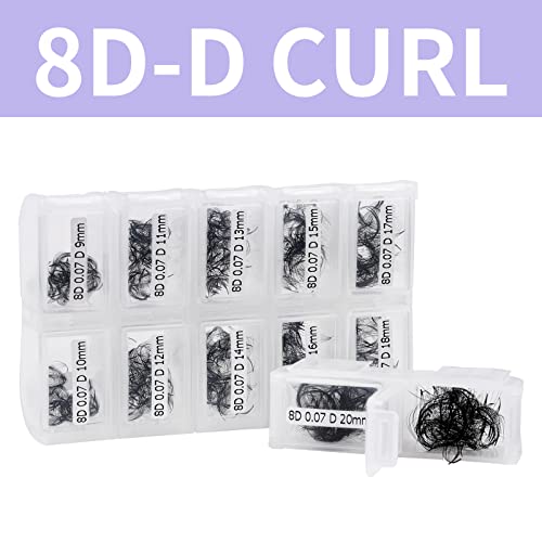 Pre Made Fan Volume Eyelash Extensions 10D 0.07mm D Curl 500 Fans 9-16mm Mixed Tray Premade Fans Loose Volume Lash Extensions Handmade Promade Lo