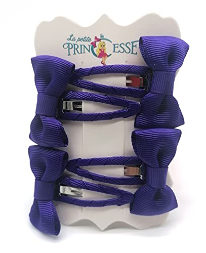 Set 8 Pcs HAIR BOWS HAIR CLIPS GIRLS CLIPS SCHOOL RIBBON SLIDES Hair ACCESSORY (Navy Blue)