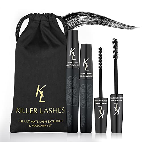KL Killer Lashes Mascara Black and Ultimate Fibre Lash Extender for Fuller Longer Lashes