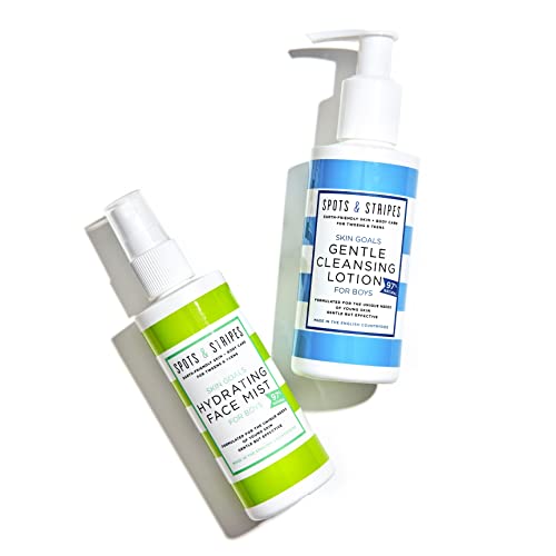 Spots & Stripes - Skin Goals Gentle Cleansing Lotion for Boys, the Perfect Starter Face Wash for Teen and Young Skin with Virgin Coconut, Kukui a