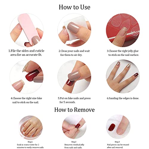 French White Press on Nails - 24 PCS Flower Fake Nails Long Coffin False Nails with Rhinestones Designs Stick on Nails for Women Girls Party Salo