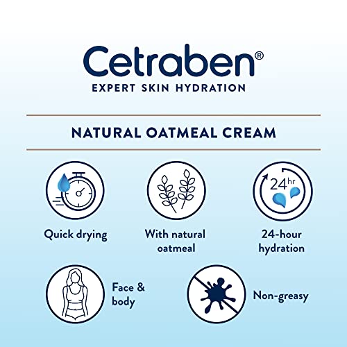 Cetraben Natural Oatmeal Cream Body Cream Dry Skin Moisturiser Suitable For Sensitive and EczemaProne Skin - 190g