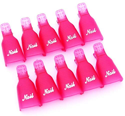 IME Nail Polish Remover Clips Set, Nails Art Gel Cap Soak Off Clip UV Manicure Acrylic Nails Wrap Tool Rose Red 10 pcs