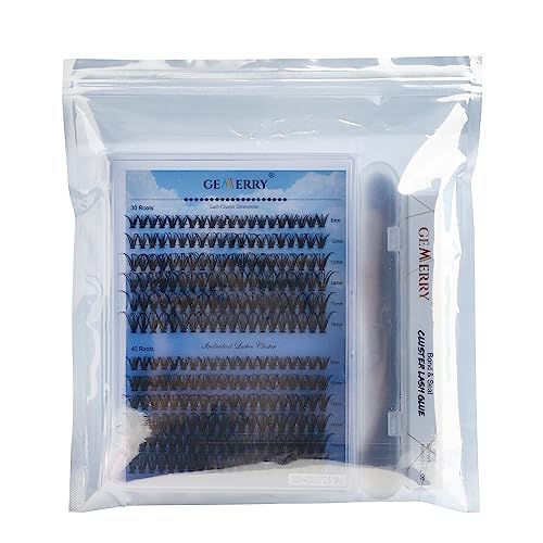 Cluster Eyelash Extensions 240pcs Cluster Lashes Individual Lashes D Curl 30D 40D 0.07mm 8-16mm Mix Ribbon Lashes Wide Stem Natural Lashes DIY La