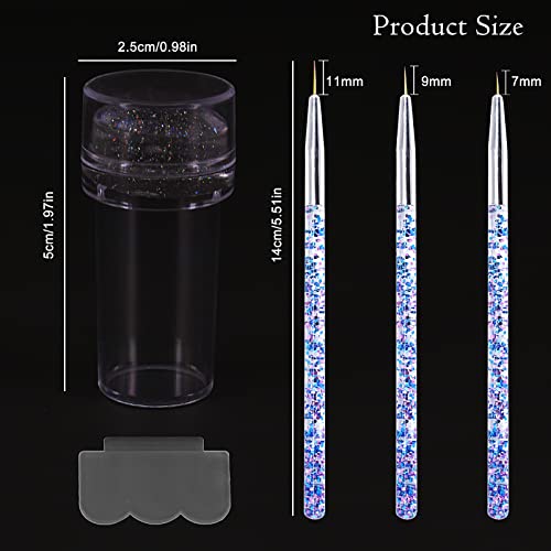 French Tip Nail Stamp, Nail Art Stamper Clear Silicone Jelly Stamper Transparent Nail Stamper Nail Art Jelly Stamper kit with Scraper Nail Art Br