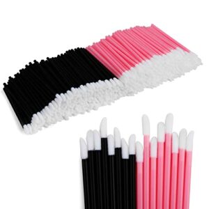 Yokilly 500 PCS Lip Brush,Disposable Lip Wands Lip Mask Applicator,250 PCS Black + 250 PCS Pink Lip Brushes Disposable Makeup Brushes Set,Lipstic