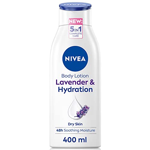 NIVEA Lavender Body Lotion (400ml), NIVEA Moisturiser for Dry Skin with Natural Origin Oils and Lavender Scent, NIVEA Body Lotion for Smoother Sk