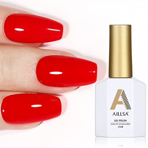 AILLSA White Gel Nail Polish, 15ml Soak Off U V Gel Polish, Color Gel Nail Varnish Long Lasting, Nail Art Manicure Set DIY at Home 1Pcs