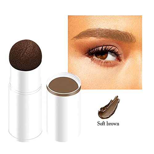 Eyebrow Stamp and Eyebrow Stencil Kit, Waterproof Long-Lasting Eyebrow Stamp with 10pcs Reusable Eyebrow Stencil Makeup Kit (Soft Brown)