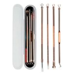4Pcs Blackhead Remover Kit, Extractor Remover Set Professional Stainless Steel Pimple Popper Tool Treatment for Blackhead Acne Comedone (Rose Gol