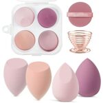 AUAUY 6 Pcs Makeup Sponges Blender Set, 4 Pcs Professional Beauty Sponge Foundation Blending Blender with 1 Sponge Holder, 1Powder Puff, Multi-co