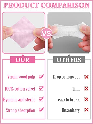 EBANKU 1000 PCS Pink Lint Free Wipes for Nails Nail Lash Glue Wipes, Wipes for Eyelash Extensions Supplies Non-Woven Fabric Eyelash Glue Wipes Pa