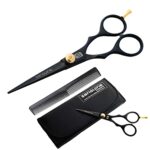 Professional Hair Scissors, Hairdressing Scissors, Barber Scissor Suitable for All Hair Cutting, Black, 5.5 inch - Includes Presentation Case, Ti