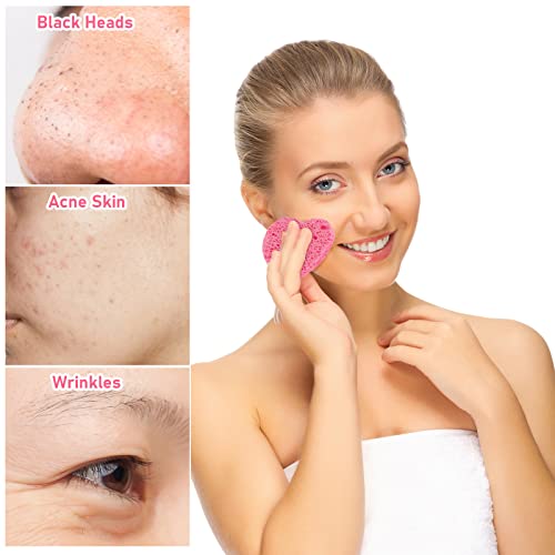Sibba Compressed Facial Sponges, 10 Pieces Heart Cellulose Facial Sponges, Face Exfoliator Cleansing Sponge, Natural Cosmetic Spa Sponges for Fac