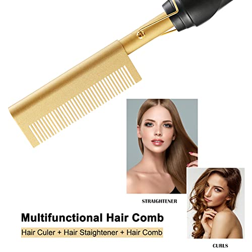 Electric Hot Comb Hair Straightener, Hair Straightening Brush with 3 Temp Settings Fast Heating, PTC Ceramic Hot Brush for Home Quick Morning Hai