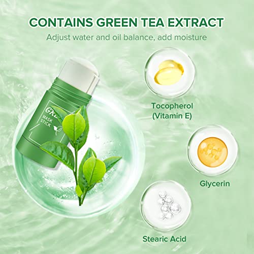 Green Tea Cleansing Mask Stick, Deep Cleansing Clay Mask for Blackhead Removal, Skin Care, Oil Control, Moisturizing, Pore Cleaning, etc. Suitabl