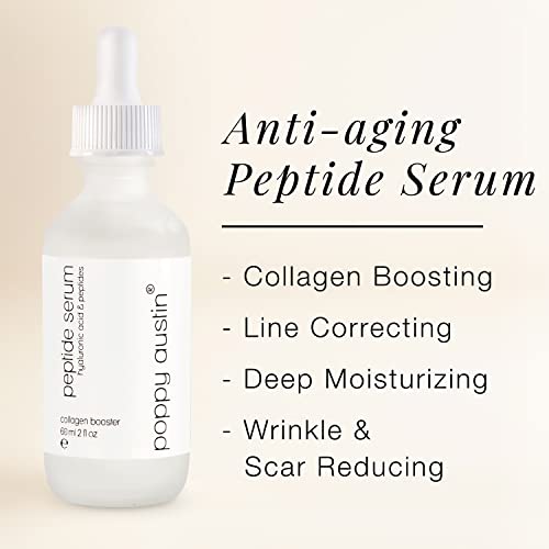 60 ml Peptide Serum & Collagen Booster with Hyaluronic Acid - Vegan, Cruelty Free & Organic Anti Aging Face Serum For Wrinkles, Stretch Marks & S