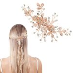 VIKSAUN Rose Gold Hair Clip Wedding Hair Clip, Hair Accessories for Women Handmade Flower Rhinestone Headpiece Hair Pins, Barrette Hair Decoratio