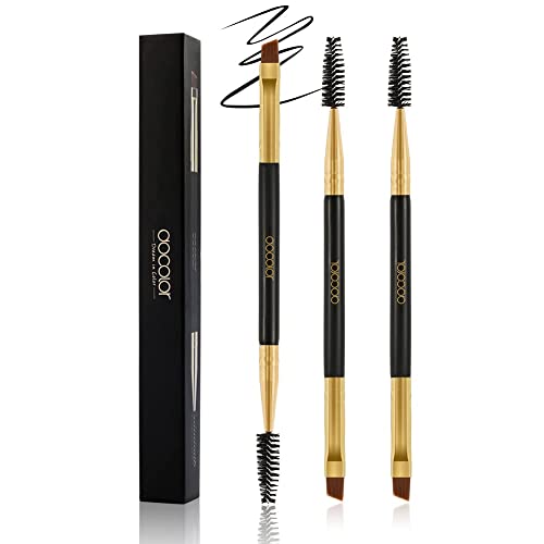 Docolor Eyebrow Brush Duo Eyebrow Spoolie 1Pc Professional Angled Eye Brow Brush Perfect for Lining and Shaping Brows, Spoolie for Brows or Lashe