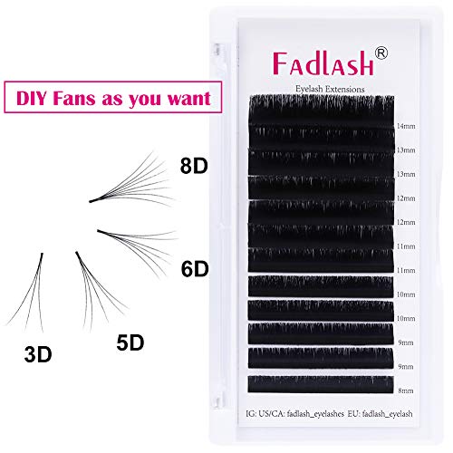 Fadlash Easy Fan Lashes C Curl 0.10 8-14mm Mixed Length Russian Lashes Natural Look Self Fanning Eye Lashes Automatic Blooming Russian Eyelashes
