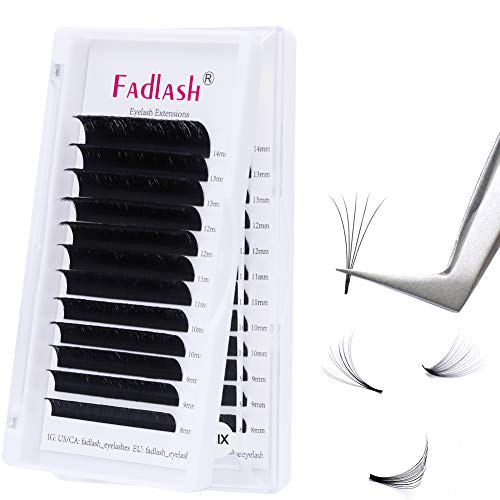 Fadlash Easy Fan Lashes C Curl 0.10 8-14mm Mixed Length Russian Lashes Natural Look Self Fanning Eye Lashes Automatic Blooming Russian Eyelashes
